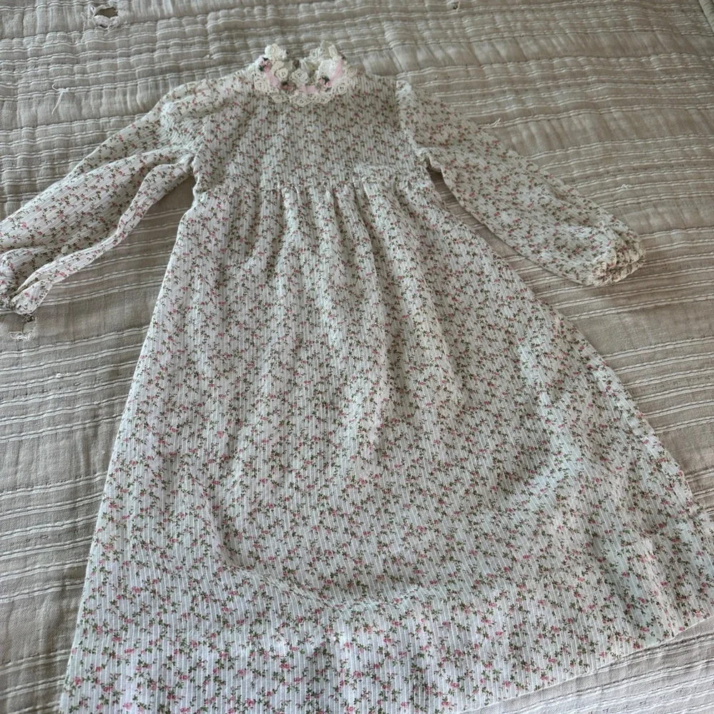 Vintage Floral Kids Nightgown - Pink and White
